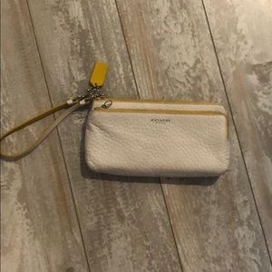 Coach White & Yellow Wristlet